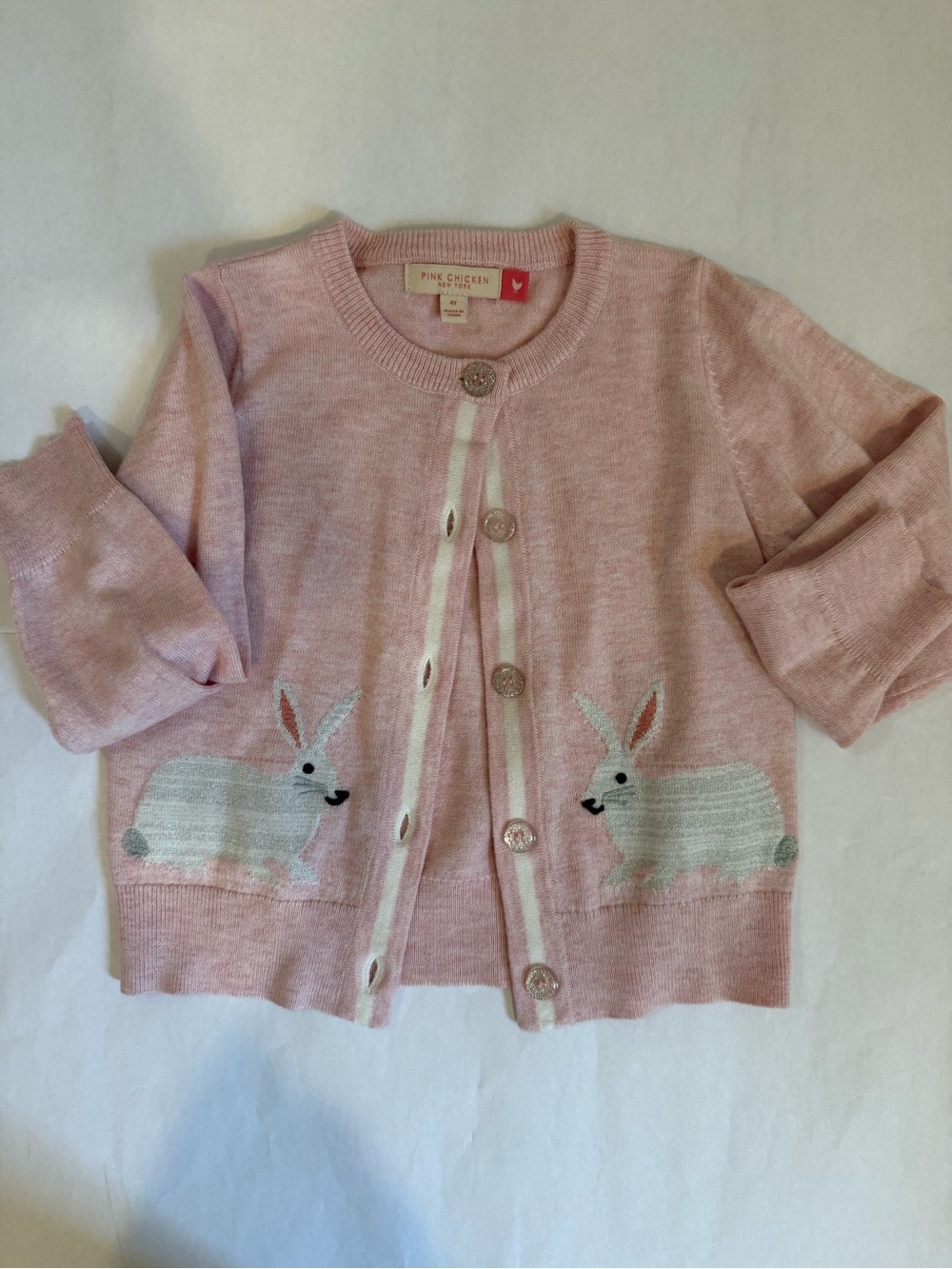 Pink  Chicken Bunny Knit Cardigan - Pink